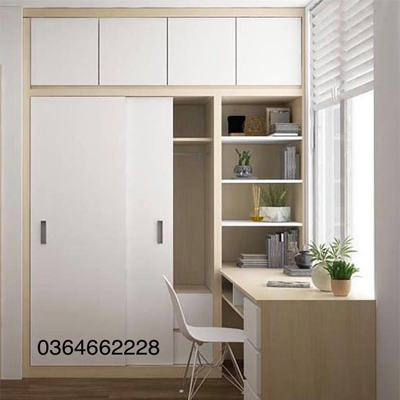 tủ quần áo gỗ mdf và bàn học 