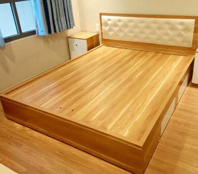 Giường ngăn kéo gỗ ép bọc đệm loại 160 cm màu 195