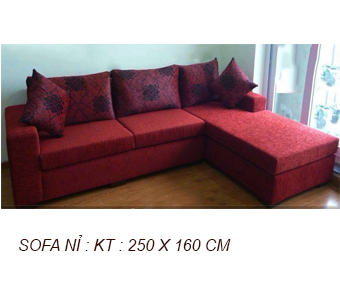 Sofa nỉ 250 cm màu đỏ boocdo 