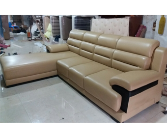 Sofa da 250 cm màu vàng nhạt 